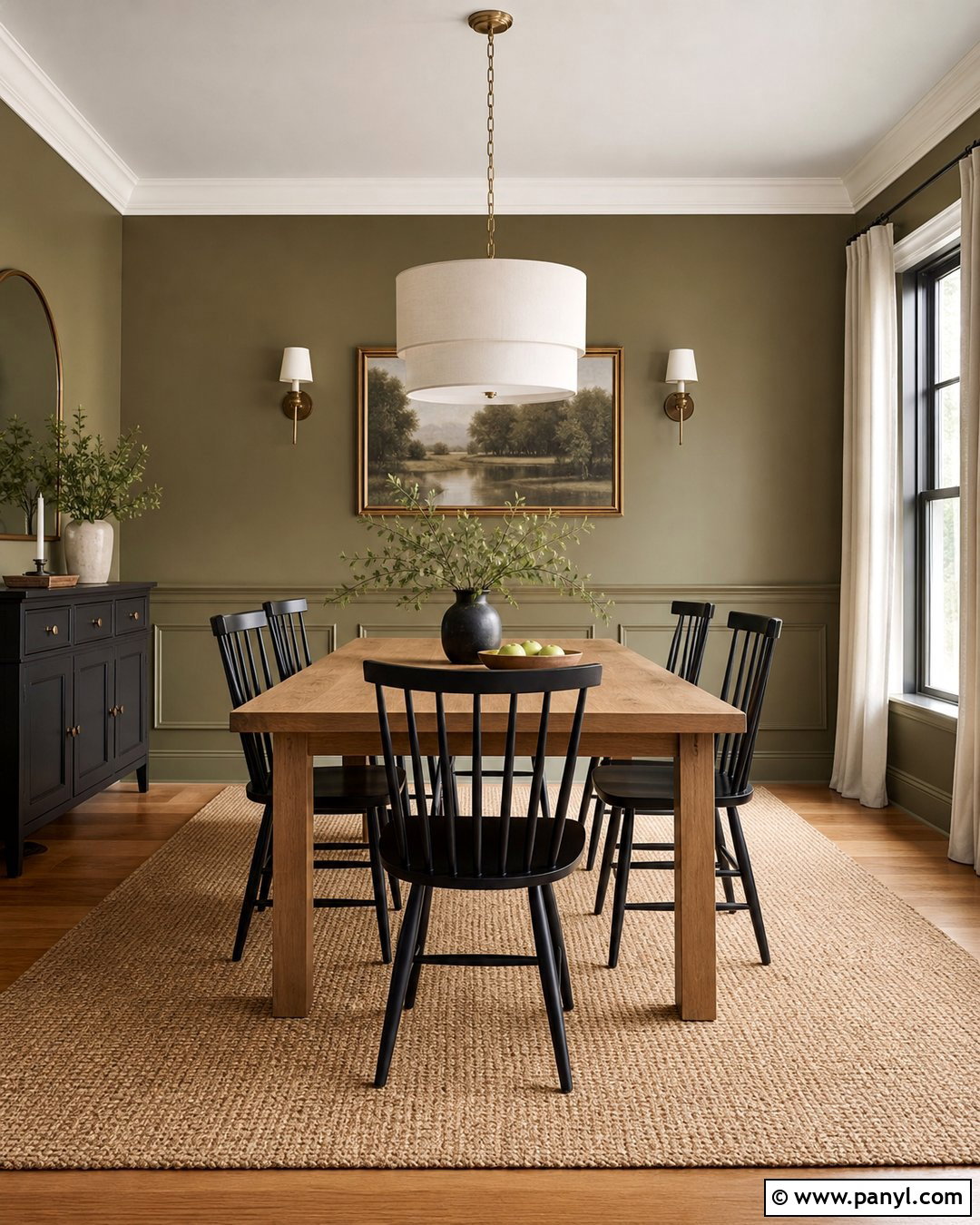Olive Green Satin Dining Room Walls - 30 satin paint on walls