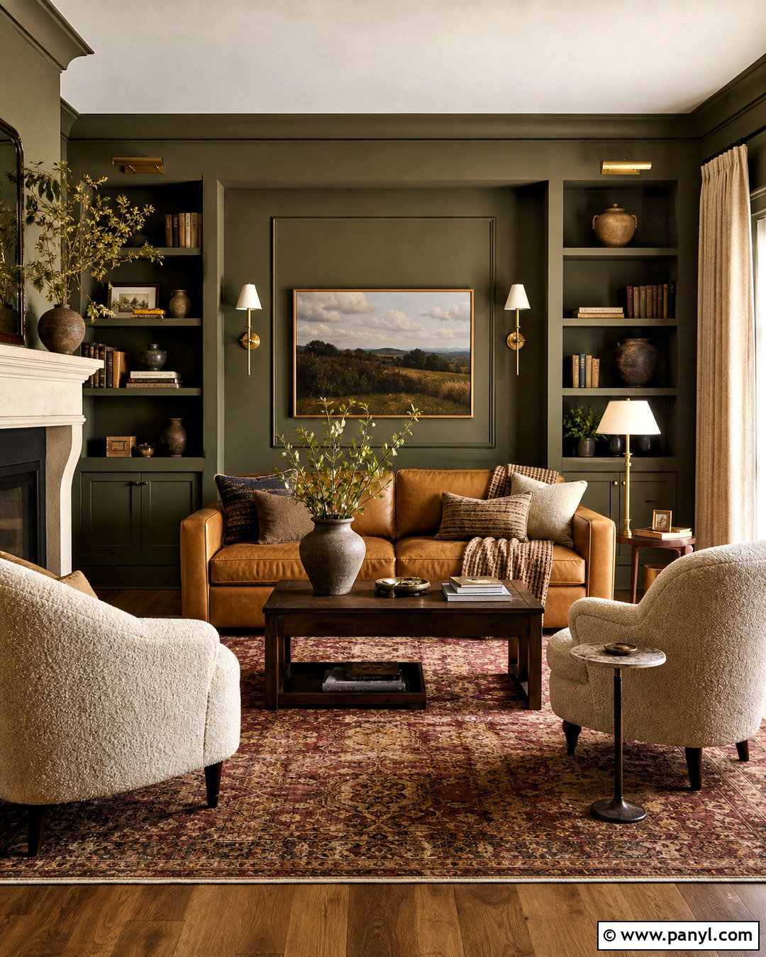 Olive Green Sitting Room - 20 sitting room colour ideas