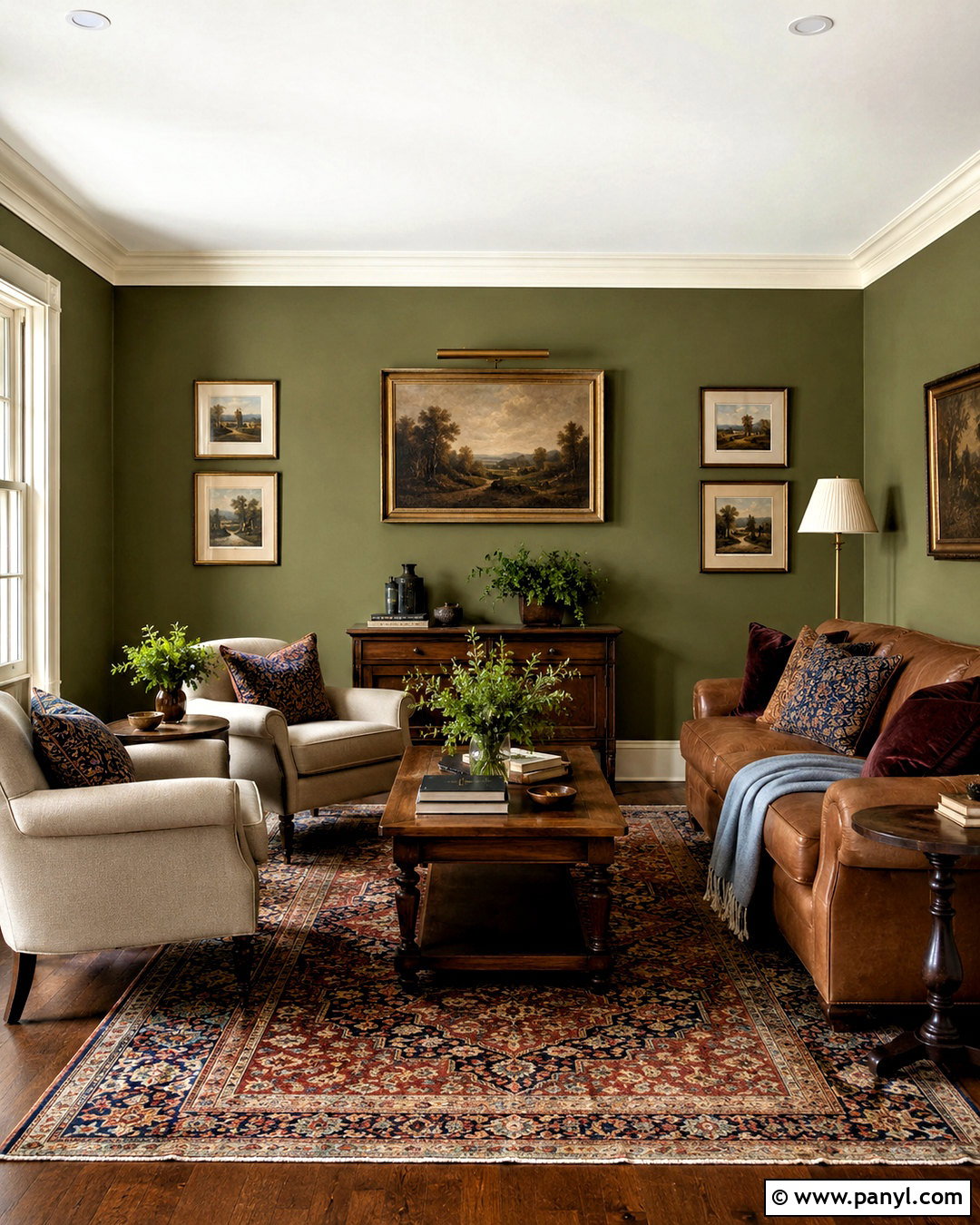 Olive Green Sitting Room - 35 Sitting Room Paint Color Ideas