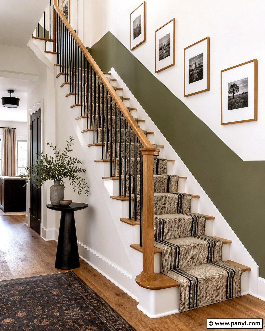 Olive Green Staircase Wall Paint - 20 Color Block Wall Paint Inspiration Ideas