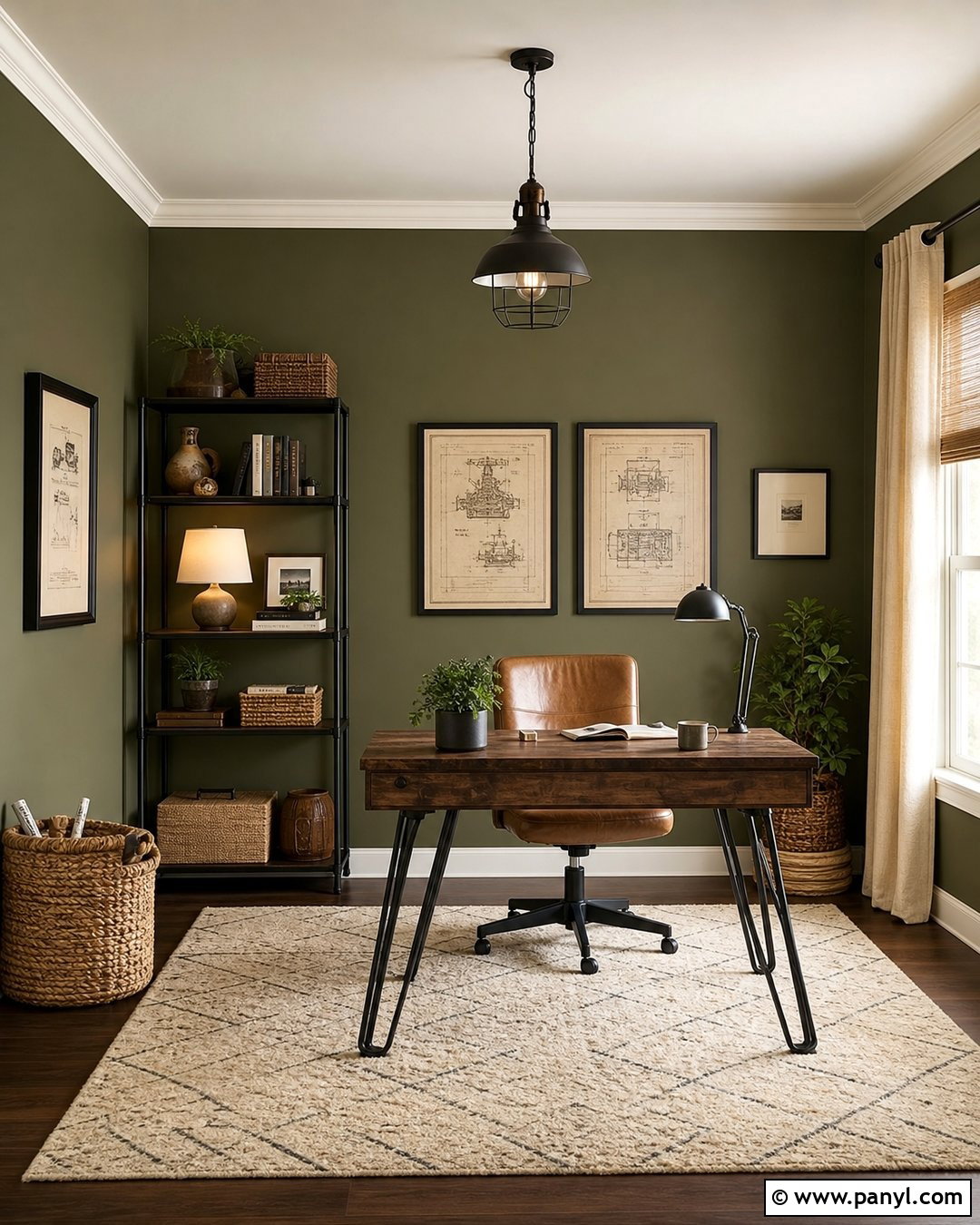 Olive Green Study Room - 20 Best Wall Color For Study Room Ideas