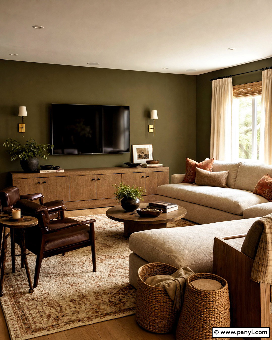 Olive Green TV Wall - 20 tv wall color ideas living room ideas