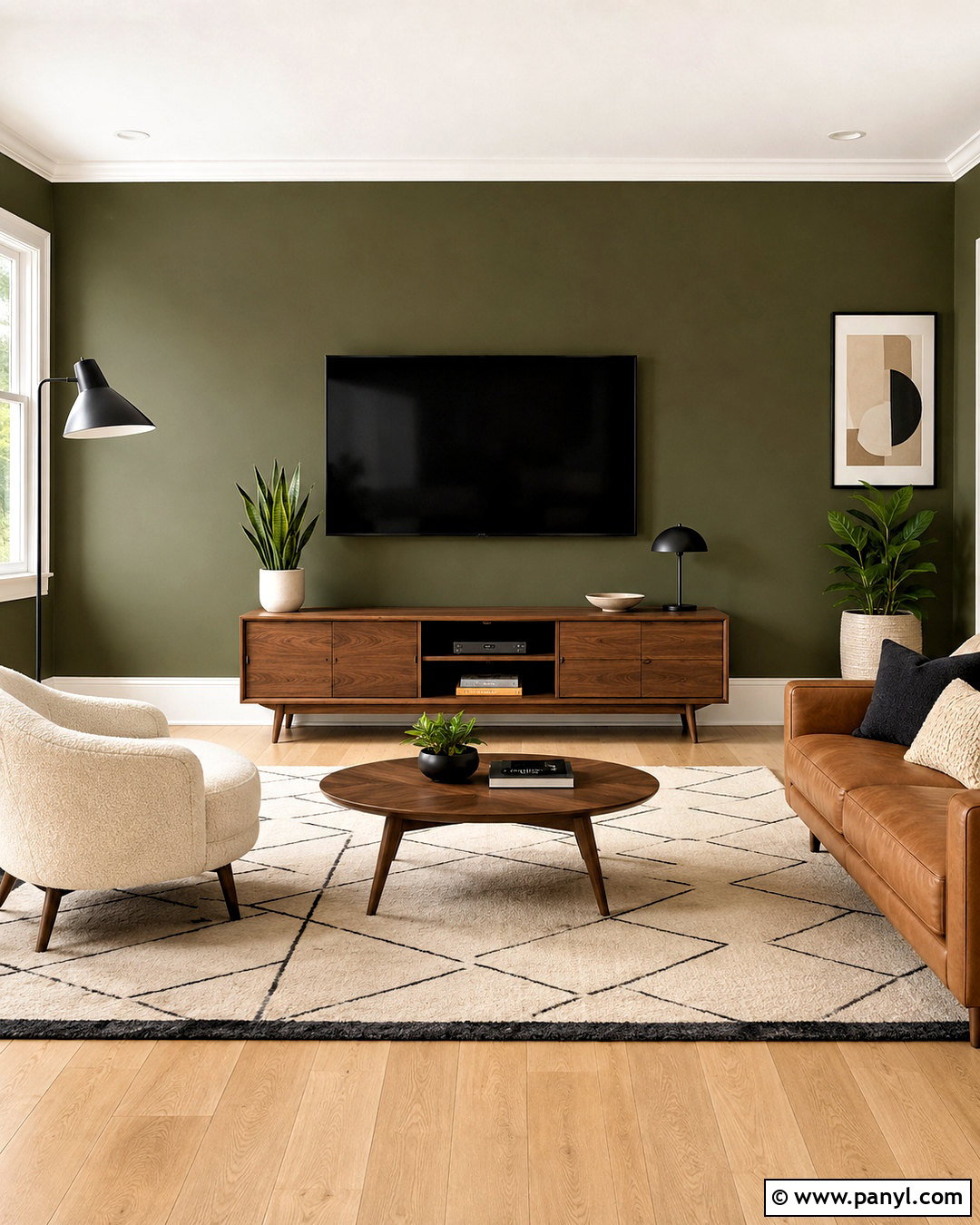 Olive Green TV Wall - 20 Wall Paint For Tv Wall Ideas