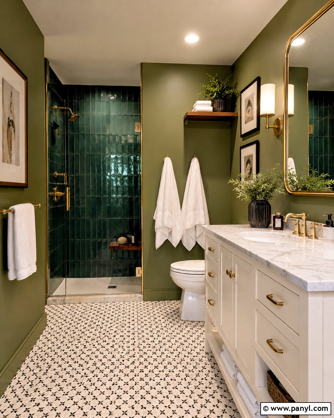 Olive Green Teal And Brass Bathroom - 20 olive green color palette ideas