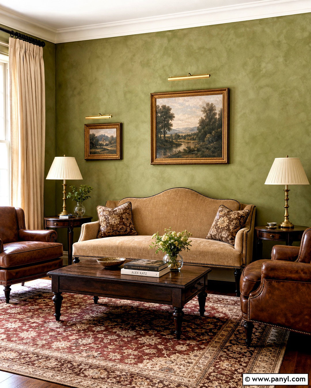Olive Green Traditional Lime Wash Accent Wall - 20 lime wash accent wall ideas