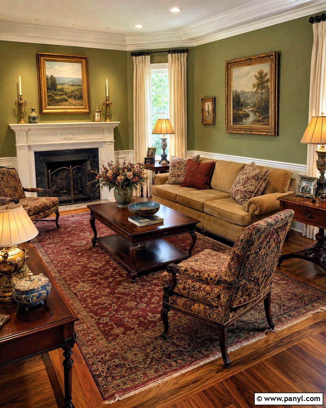 Olive Green Traditional Sitting Room - 20 olive green room ideas