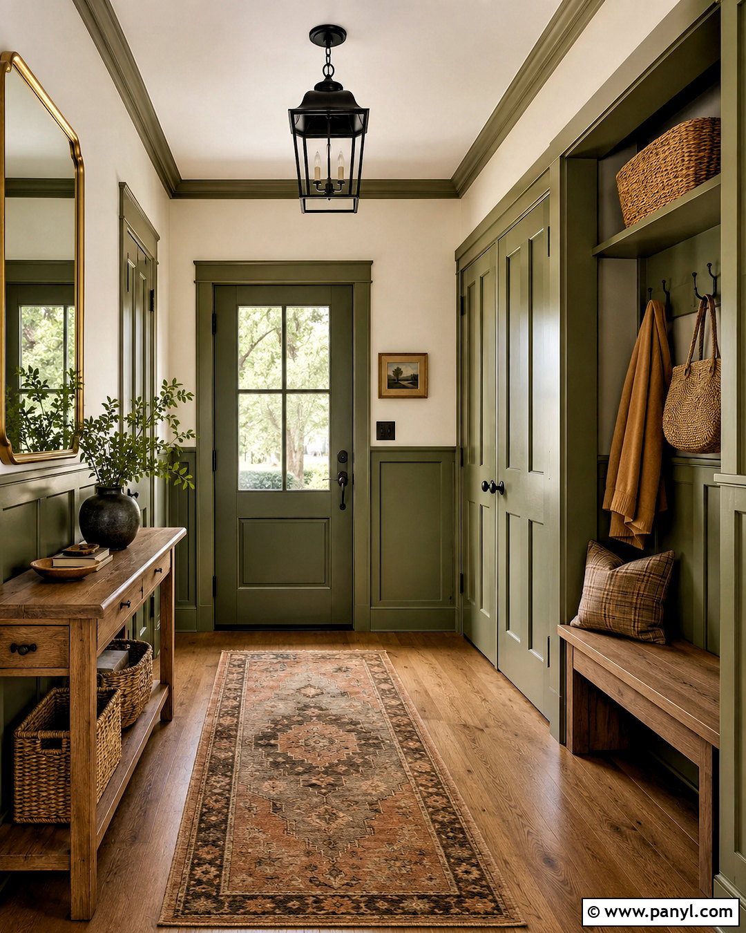 Olive Green Trim Entryway - 20 non white trim interior ideas