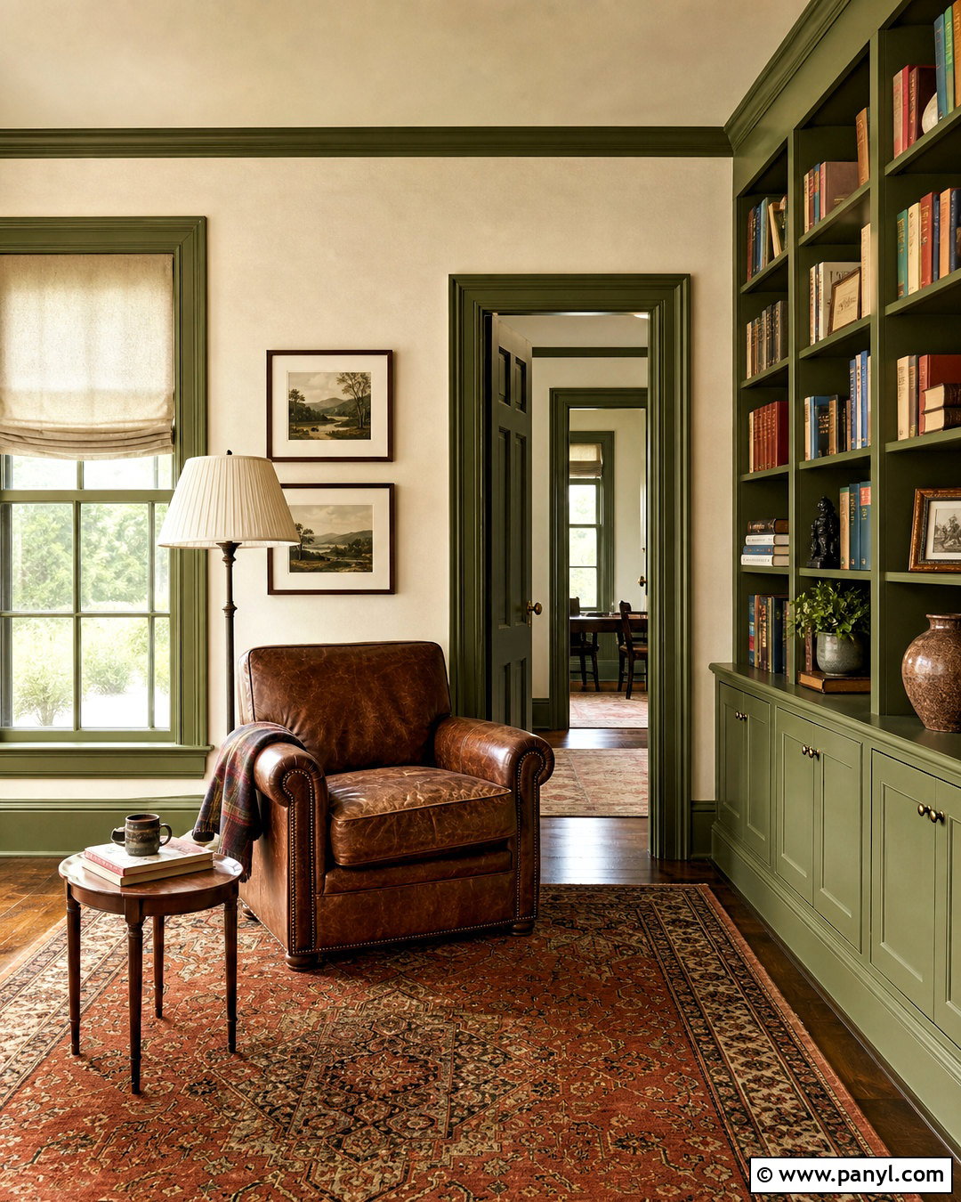 Olive Green Trim With Wood Furniture - 20 painted baseboards and trim ideas