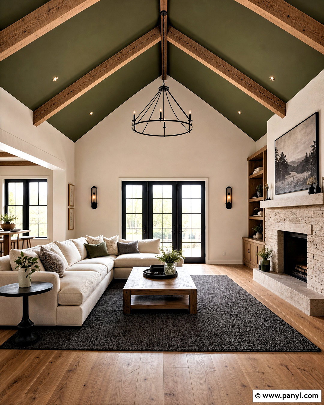 Olive Green Vaulted Ceiling Living Room - 20 green ceiling living room ideas