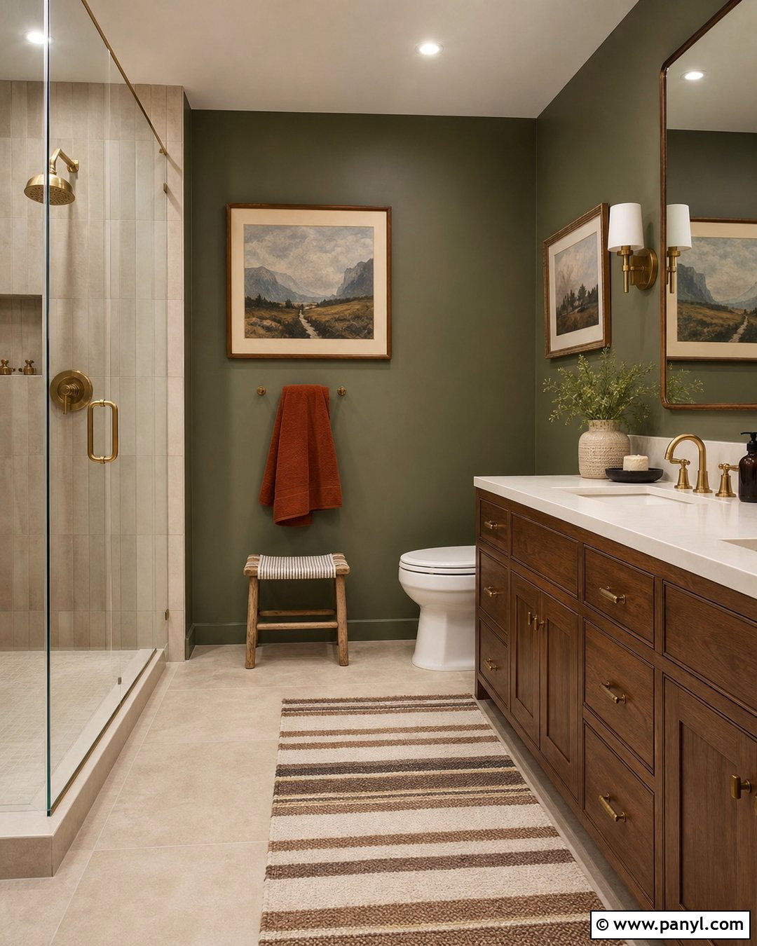 Olive Green Wall Bathroom - 20 Green Wall Bathroom Style Ideas