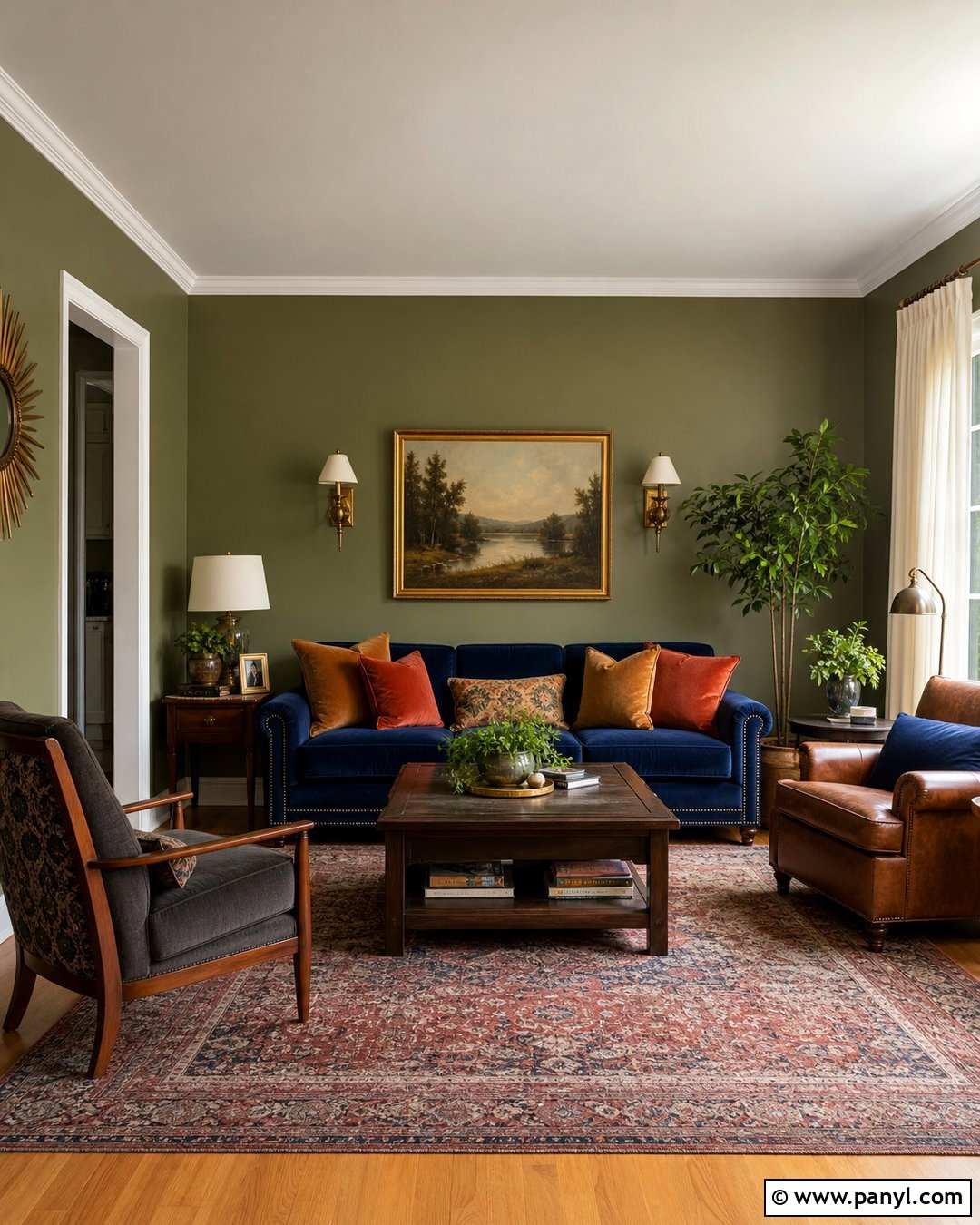 Olive Green Wall Color - 20 Best Wall Color For Blue Couch Ideas