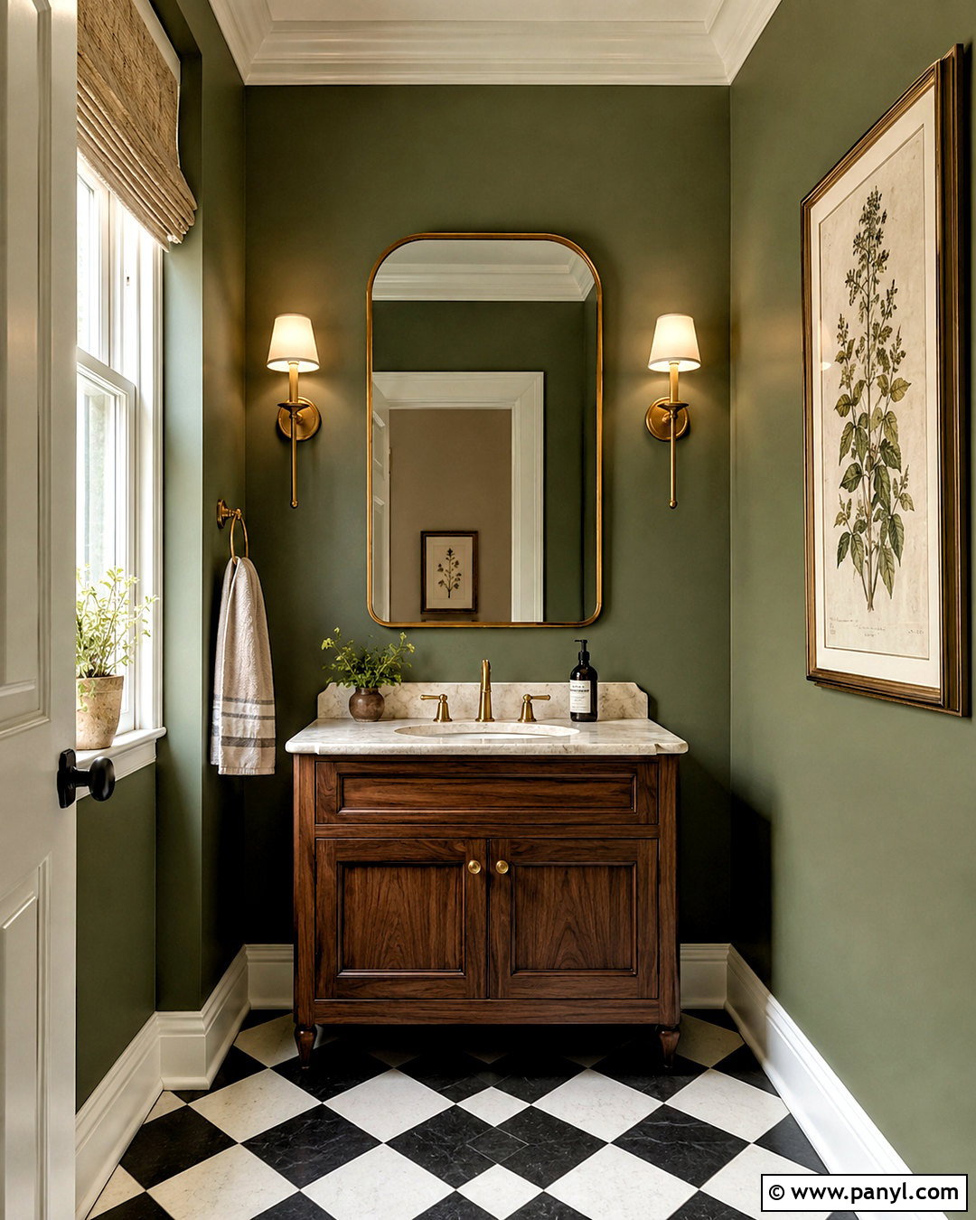 Olive Green Wall Color - 20 Wall Color With Black And White Tile Ideas