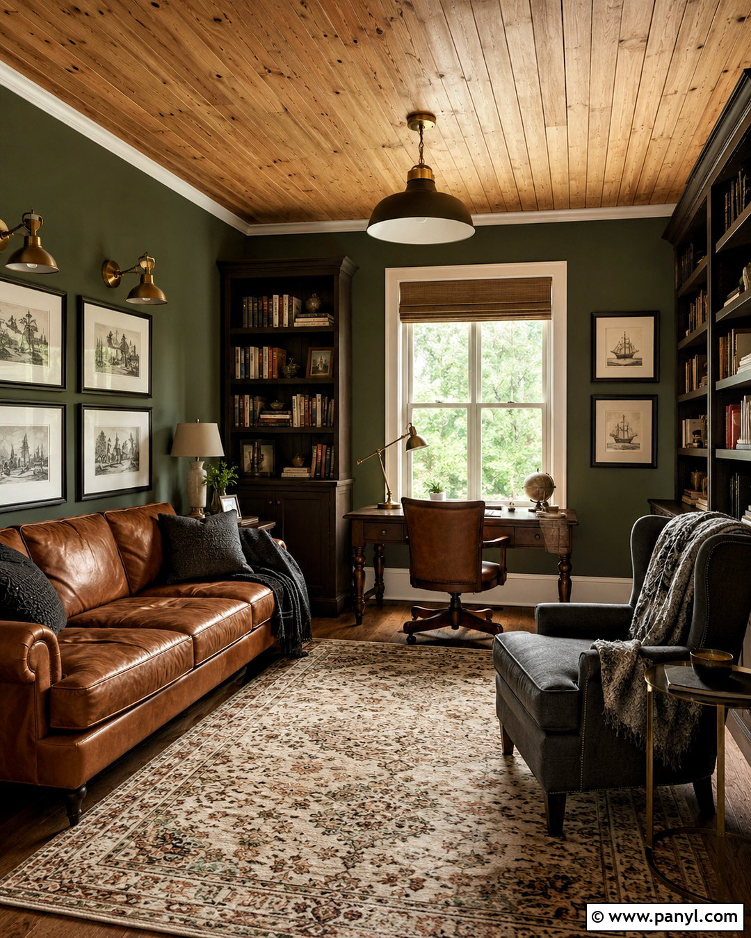 Olive Green Wall Color With Pine Ceiling - 20 Wall Color With Pine Ceiling Ideas