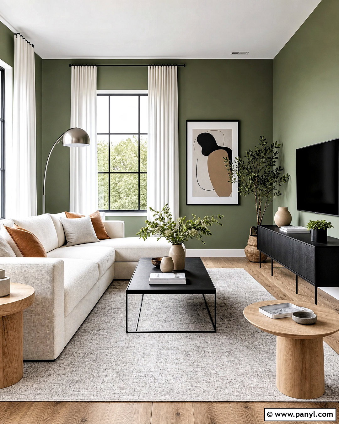 Olive Green Wall With Black Furniture - 20 olive green painted walls