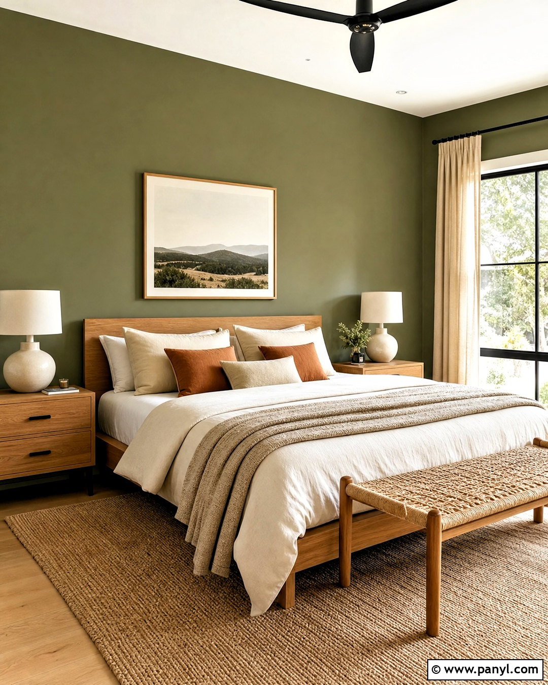 Olive Green Wall With Natural Wood - 20 olive green painted walls