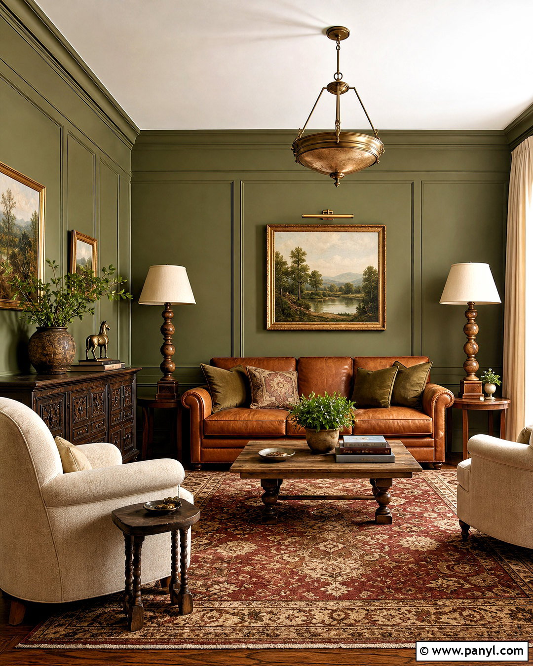 Olive Green Wall With Wood Paneling - 20 olive green painted walls