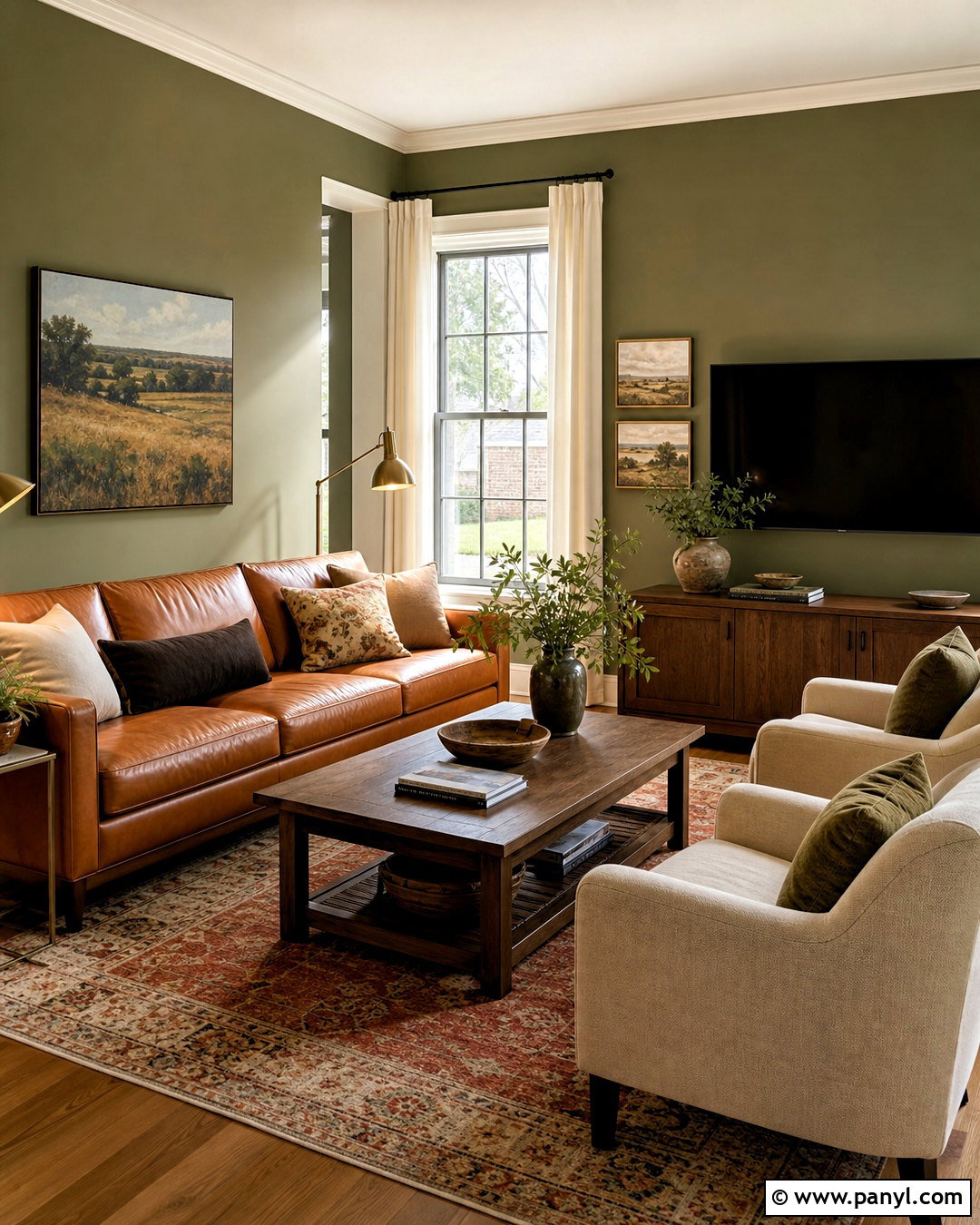 Olive Green Walls Living Room - 20 green walls living room ideas