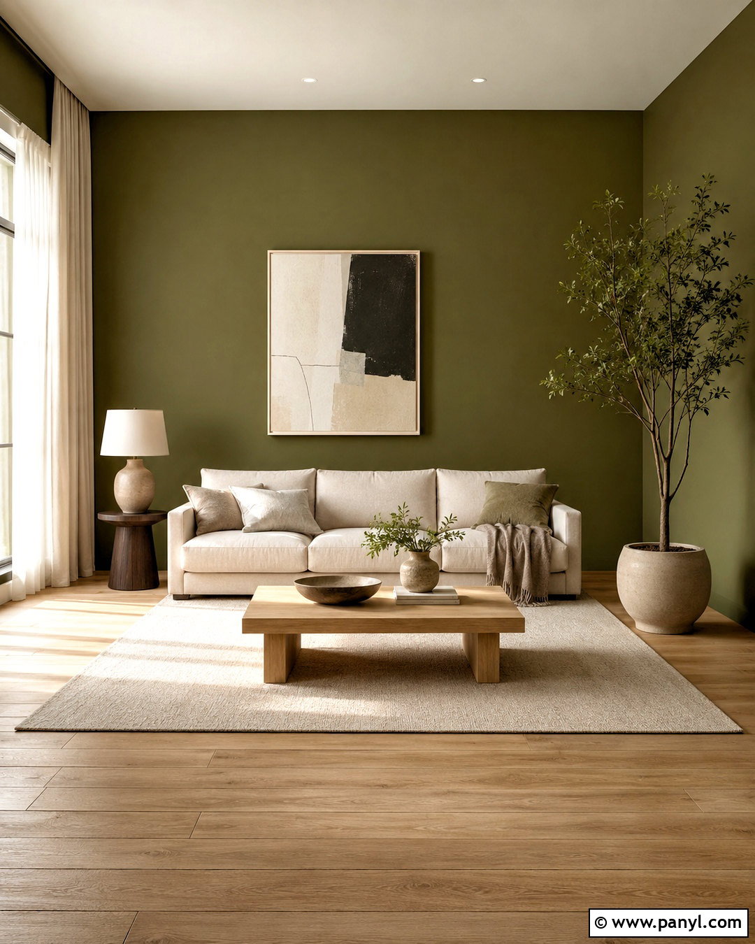Olive Green Walls With Beige Minimalist Decor - 40 olive green walls