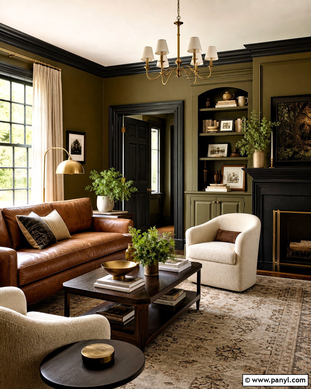 Olive Green Walls With Black Trim - 20 black trim interior color schemes