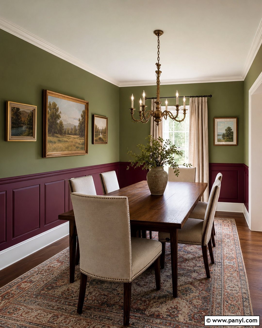 Olive Green Walls With Burgundy Paneling - 20 Red And Green Wall Paint Ideas