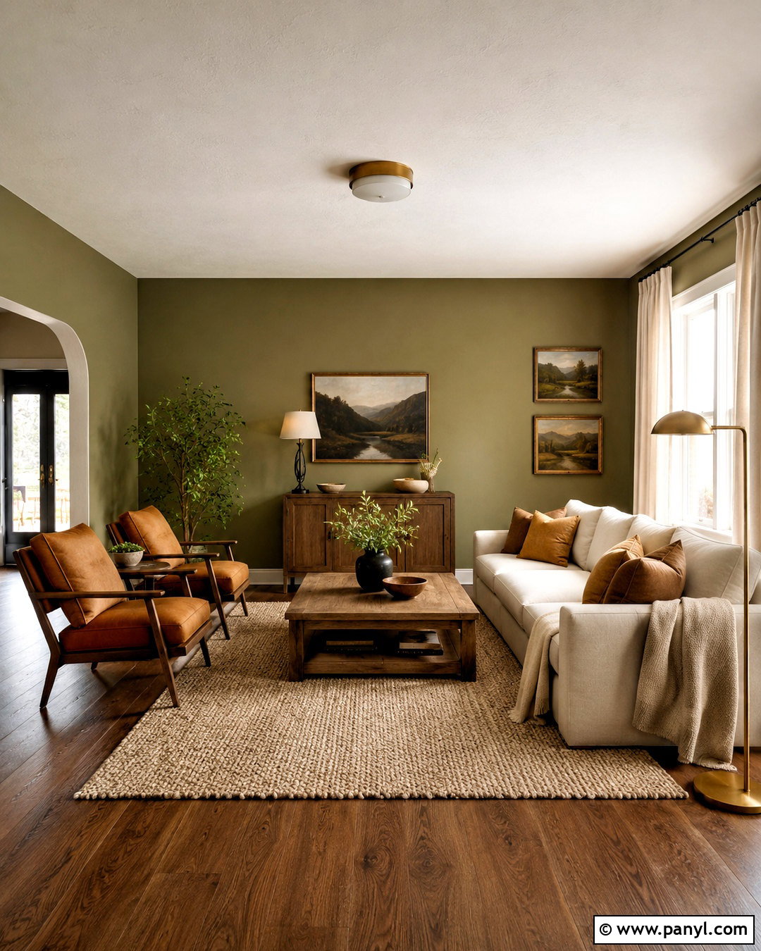 Olive Green Walls With Cream Sofa - 20 olive green walls living room ideas