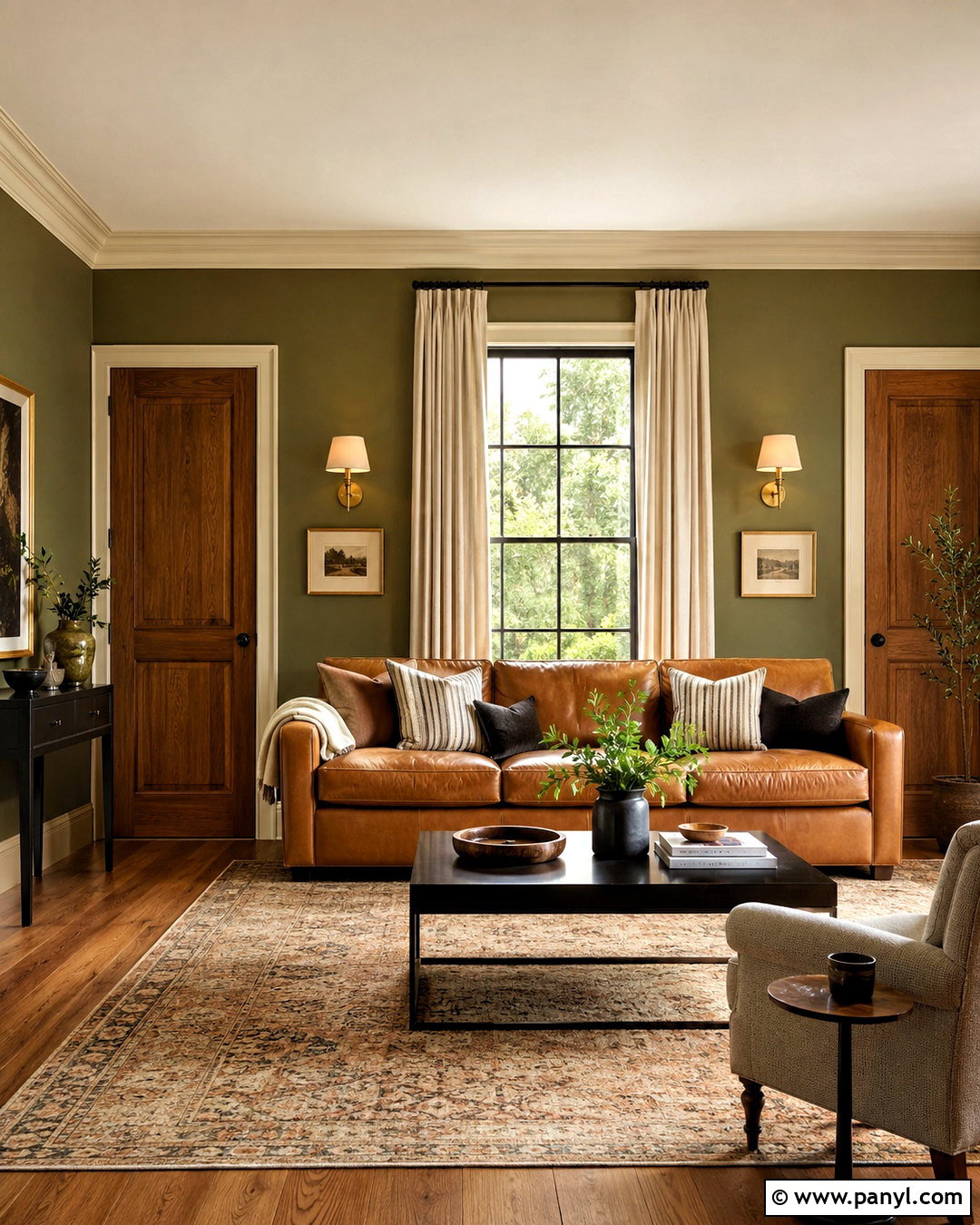 Olive Green Walls With Cream Trim And Walnut Doors - 20 Wall Trim And Door Colors