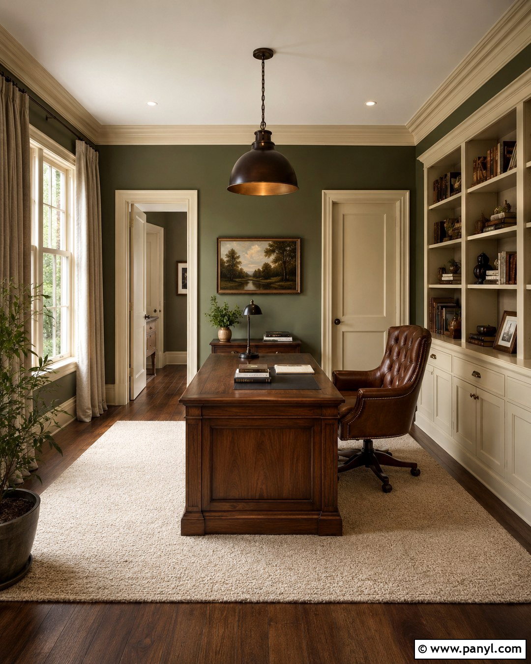 Olive Green Walls With Cream Trim - 20 Cream Trim Wall Color Ideas