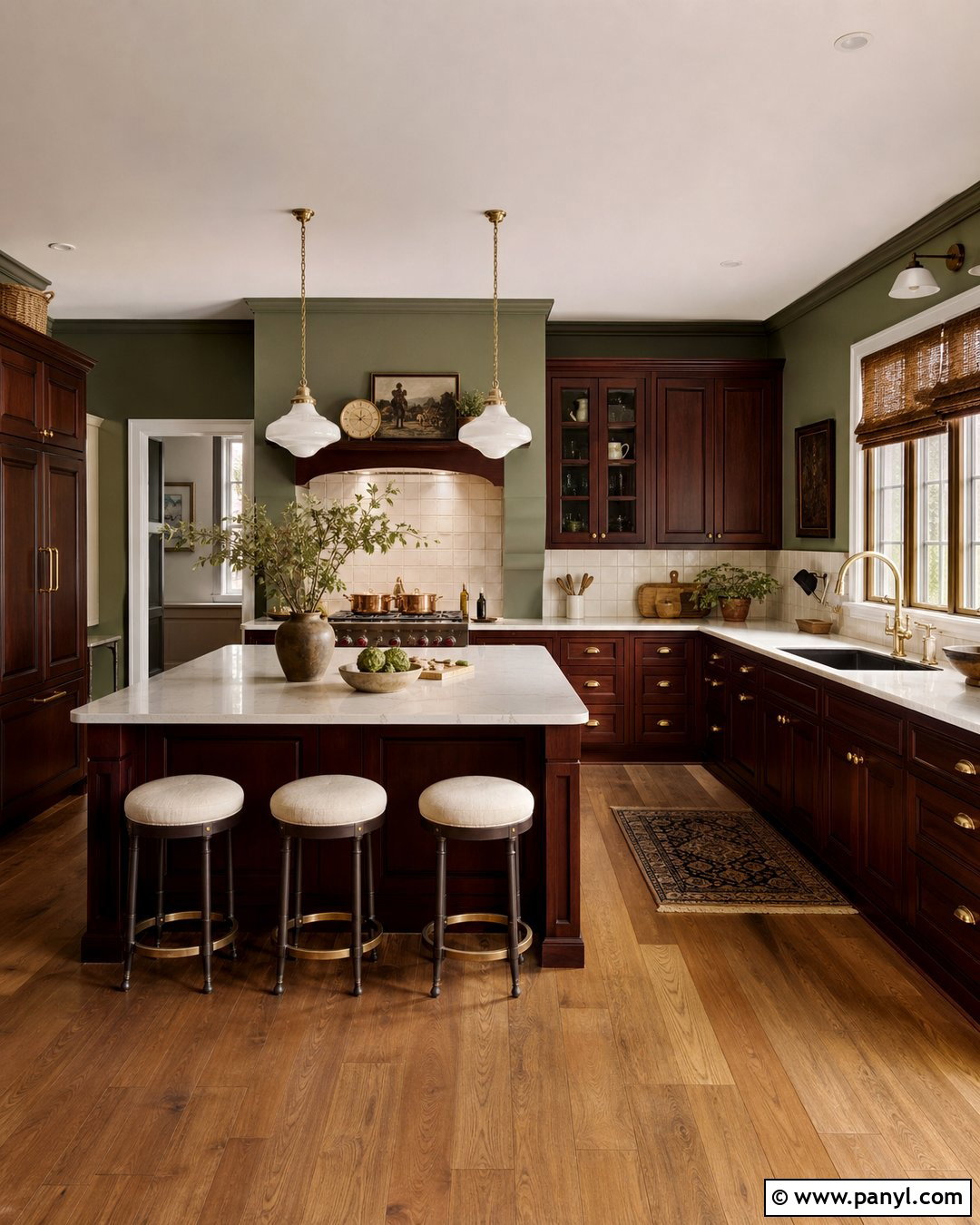 Olive Green Walls With Dark Cherry Cabinets - 20 Dark Cherry Kitchen Cabinets Wall Color Ideas