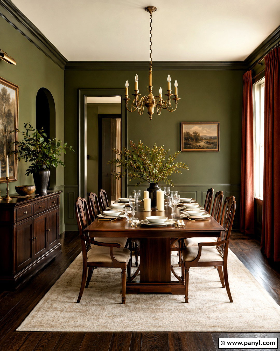 Olive Green Walls With Dark Wood - 20 Wall Colors That Go Well With Dark Wood Ideas