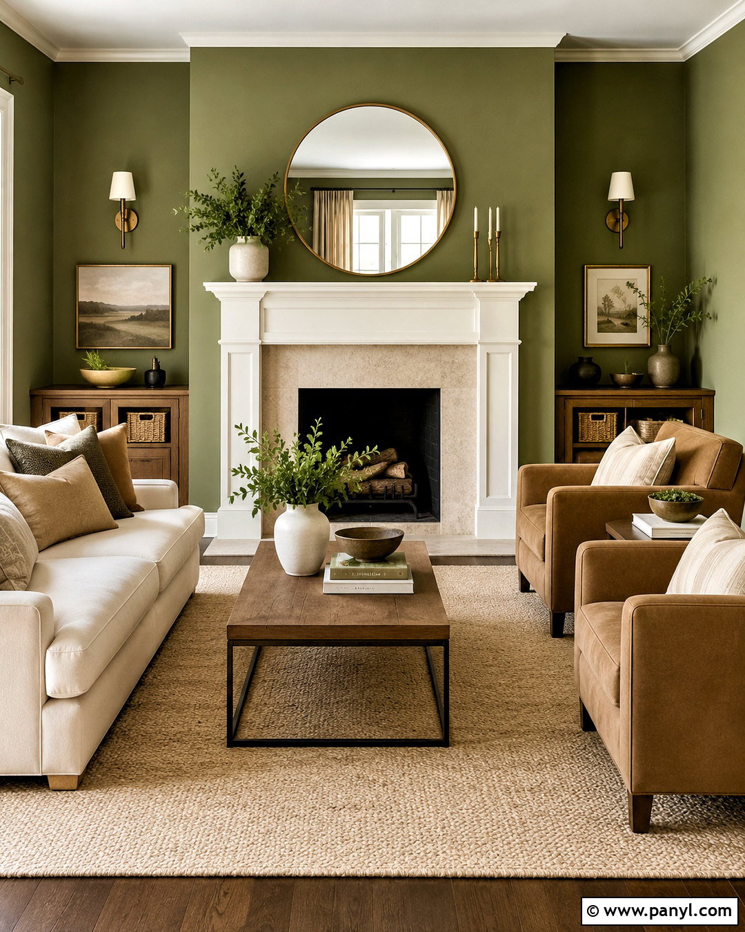 Olive Green Walls With Fireplace - 20 olive green walls living room ideas