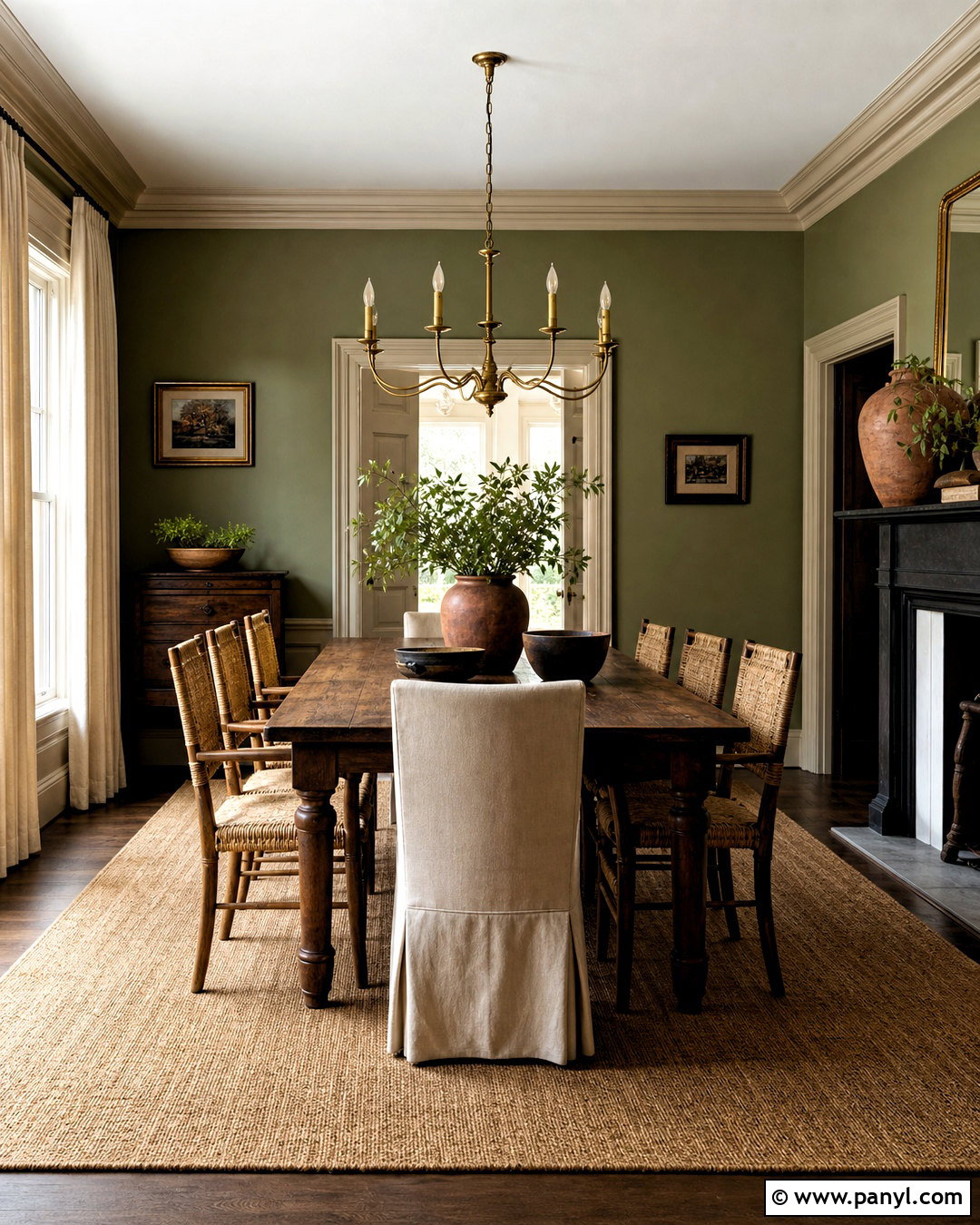 Olive Green Walls With Greige Trim - 20 wall and trim colors ideas