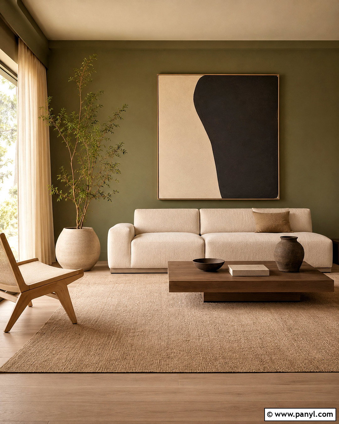 Olive Green Walls With Minimalist Decor - 20 olive green walls living room ideas