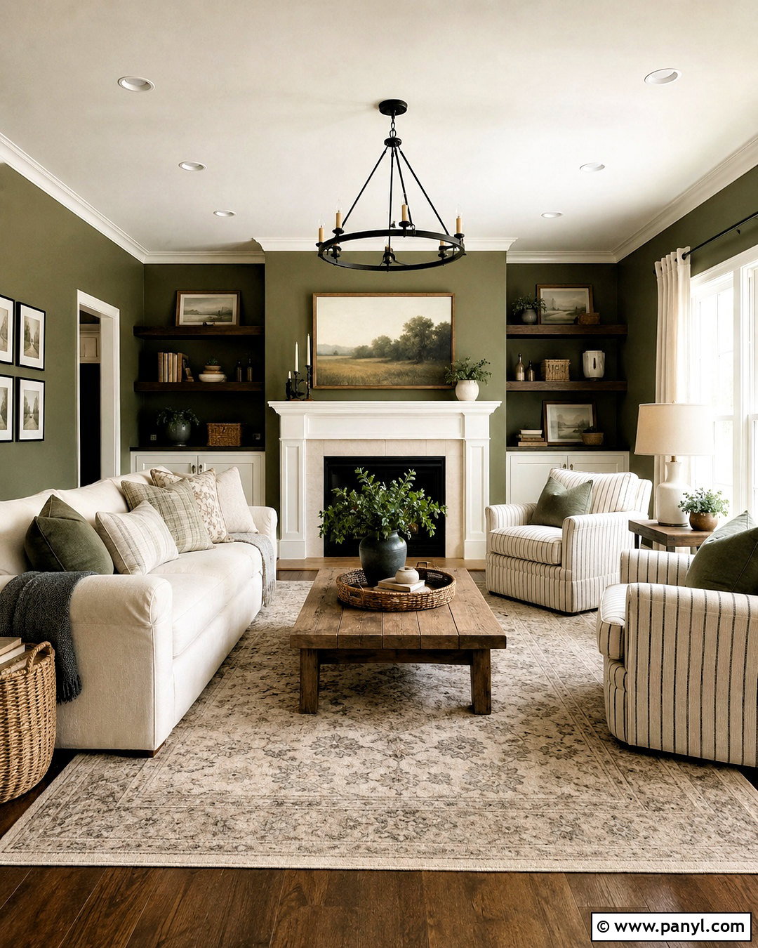 Olive Green Walls With Modern Farmhouse Decor - 20 olive green walls living room ideas
