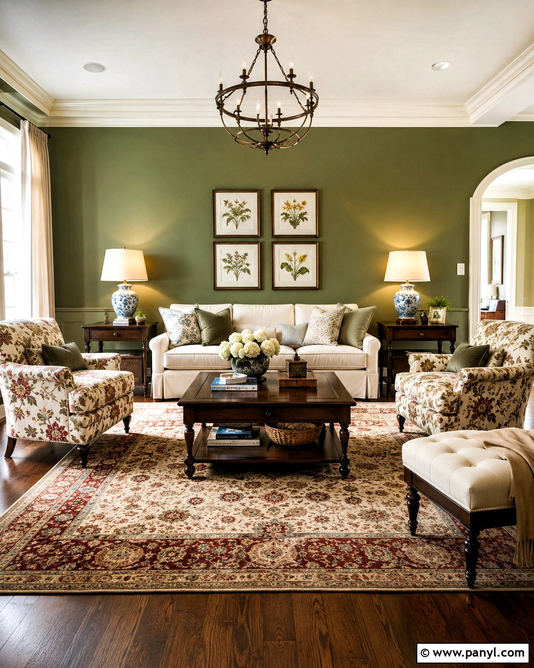 Olive Green Walls With Traditional Furniture - 20 olive green walls living room ideas