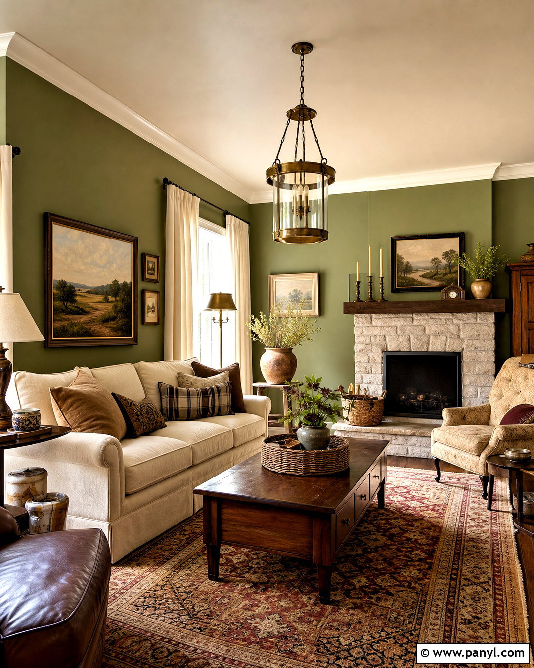 Olive Green Walls With Warm Beige Ceiling - 20 wall and ceiling color combinations