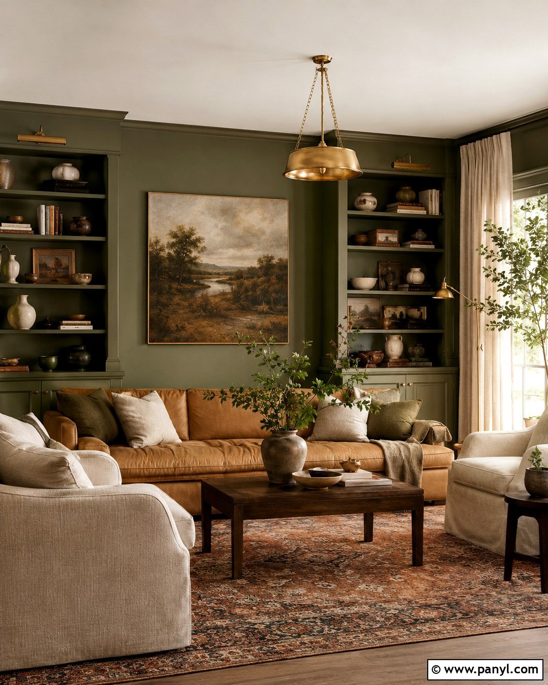 Olive Green Walls - 20 Romantic Wall Colors