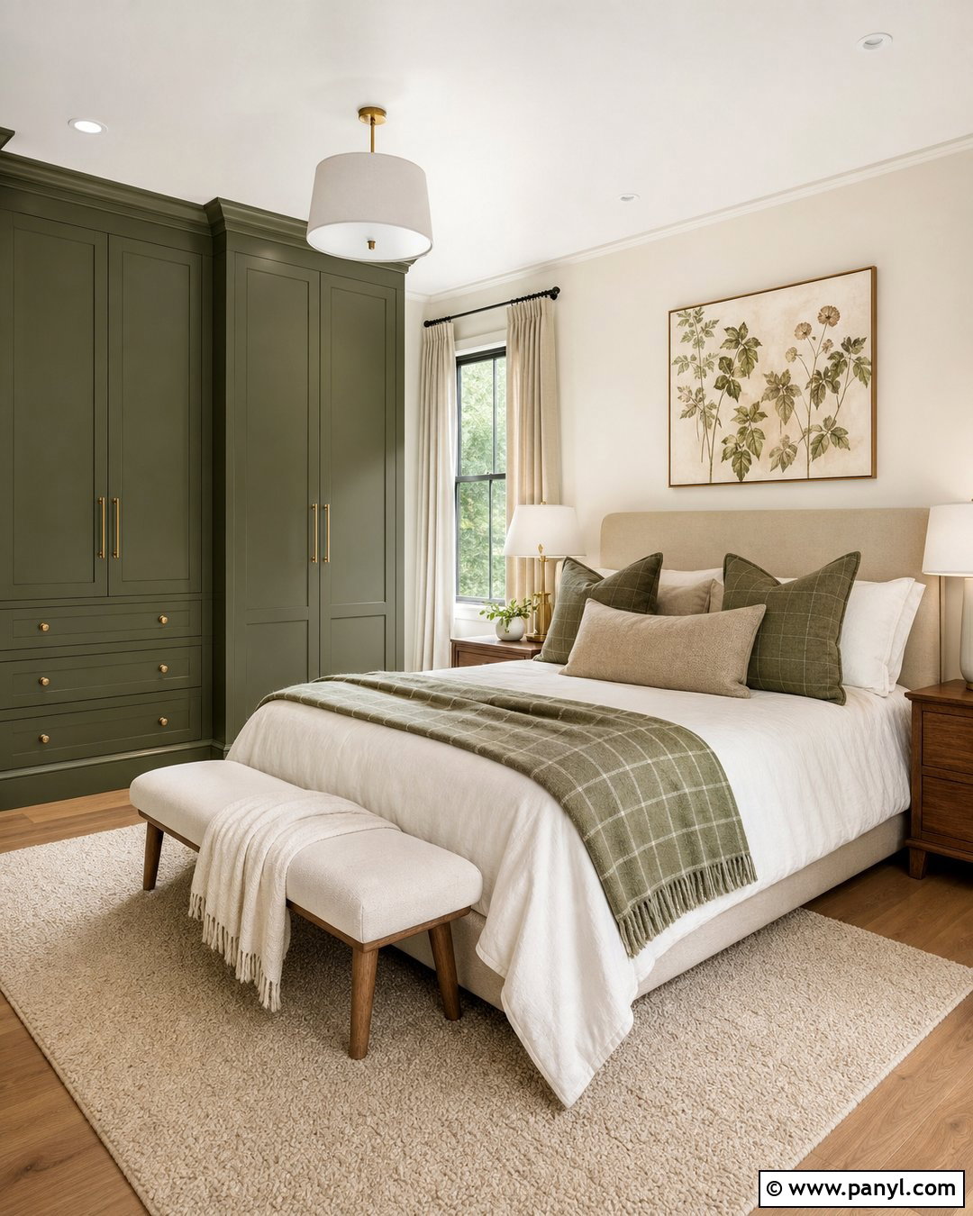 Olive Green Wardrobe With Ivory Walls - 25 Wardrobe And Wall Color Combination Ideas
