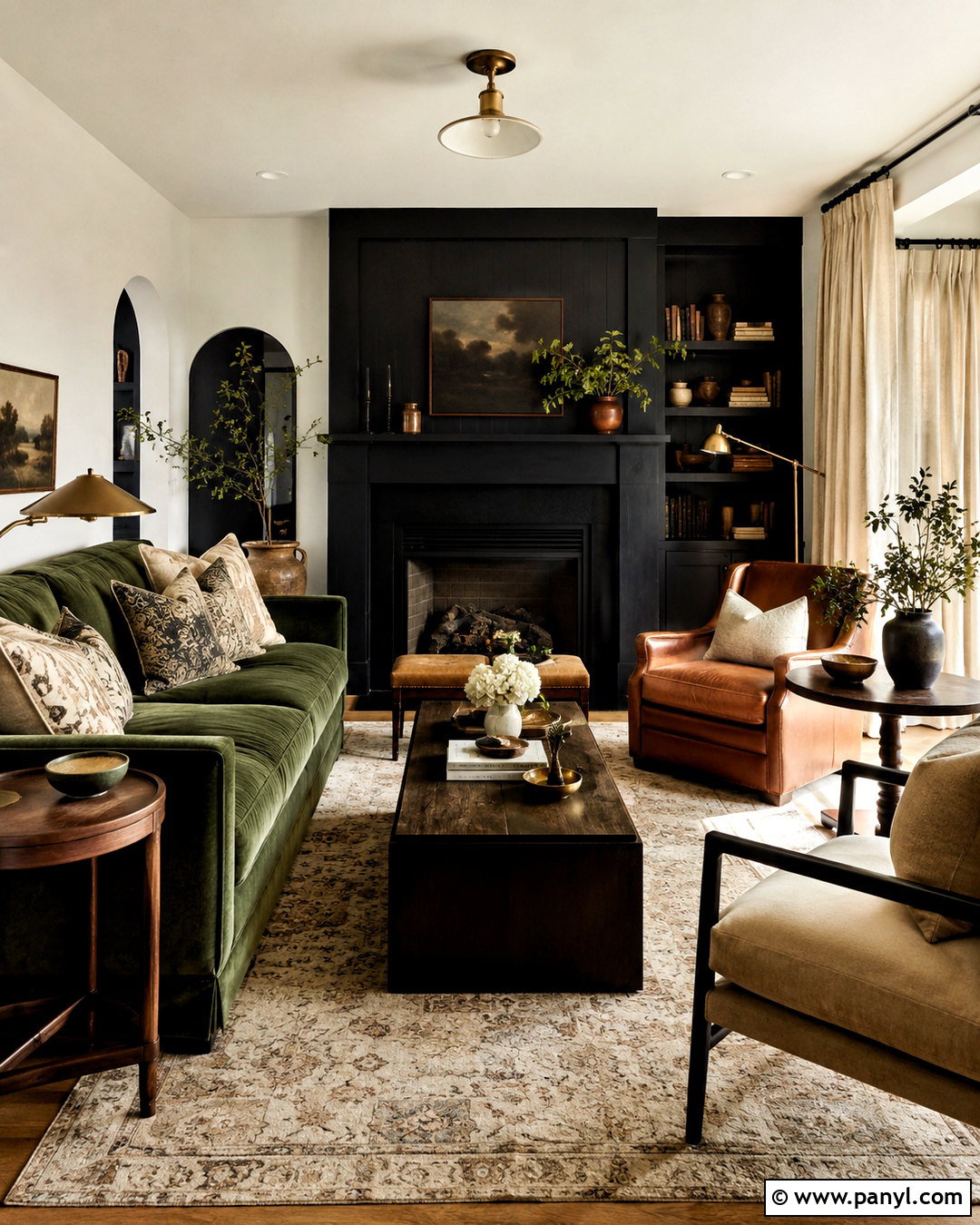 Olive Green With A Black Accent Wall - 20 What Colors Go With A Black Accent Wall Ideas