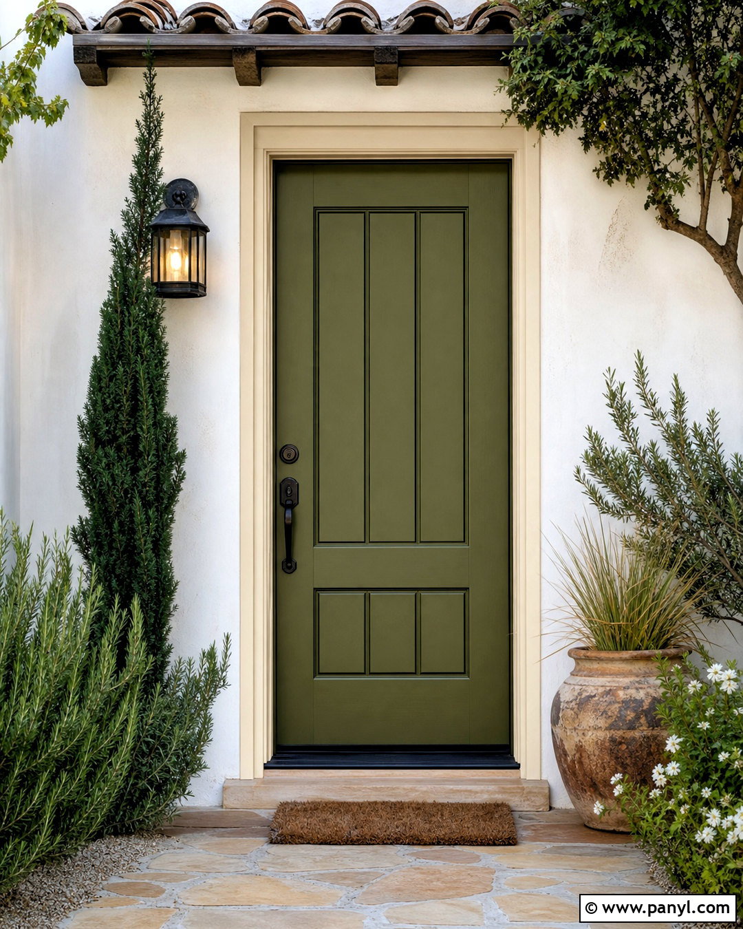 Olive Green Wooden Door - 20 wooden door colour ideas
