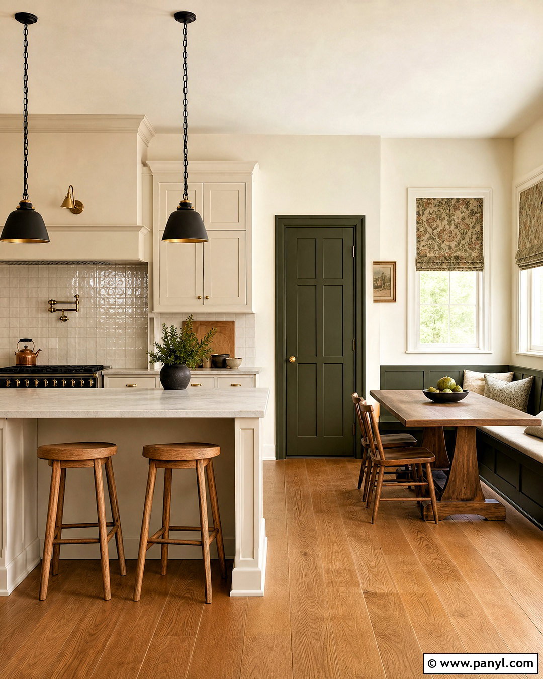 Olive Green and Ivory Walls - 20 wall color combination ideas