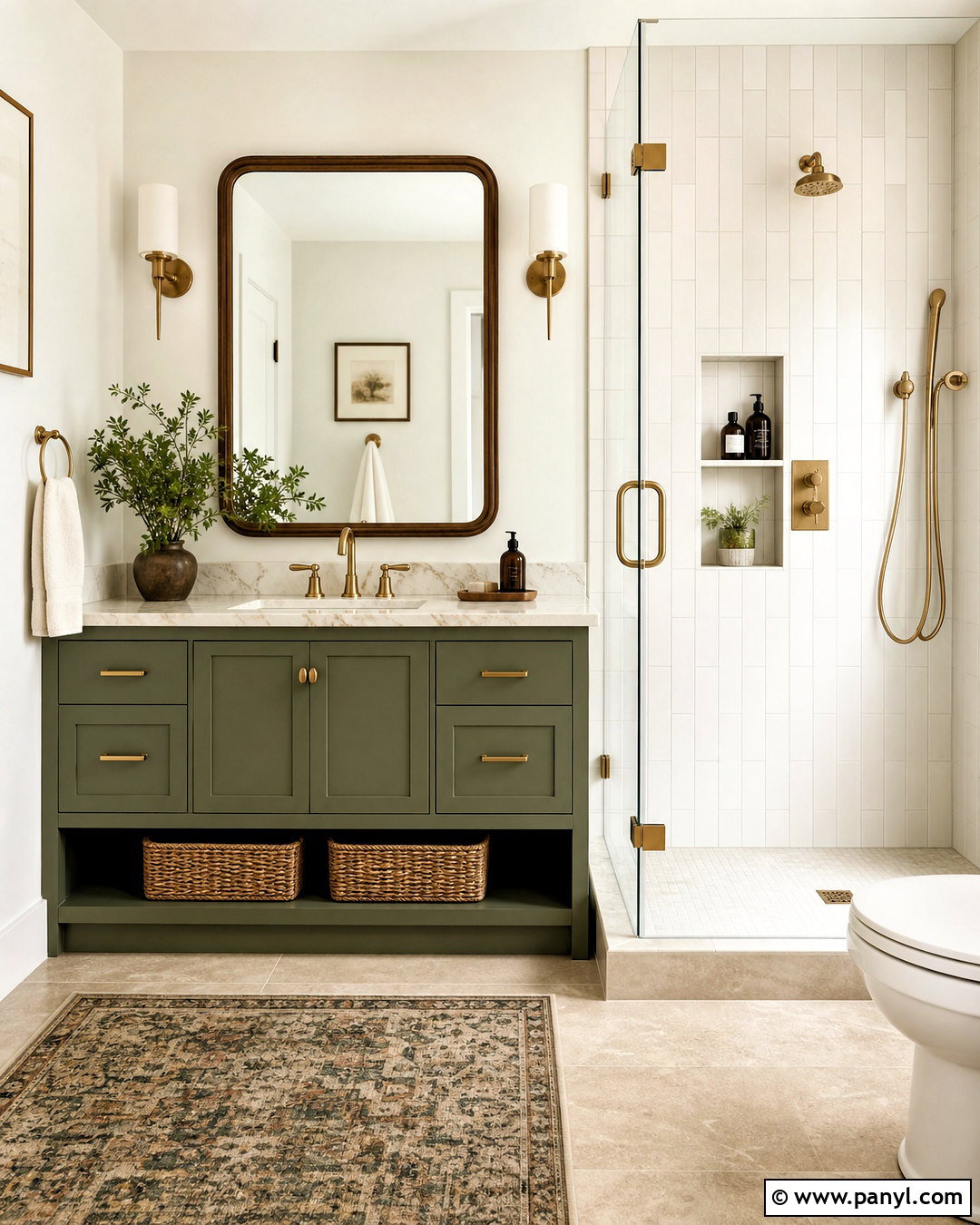 Olive Green and White Bathroom - 20 green and white bathroom ideas