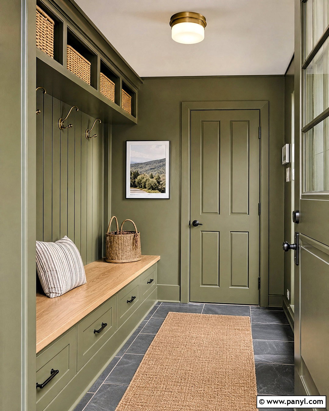 Olive High Gloss Mudroom Walls - 20 high gloss walls