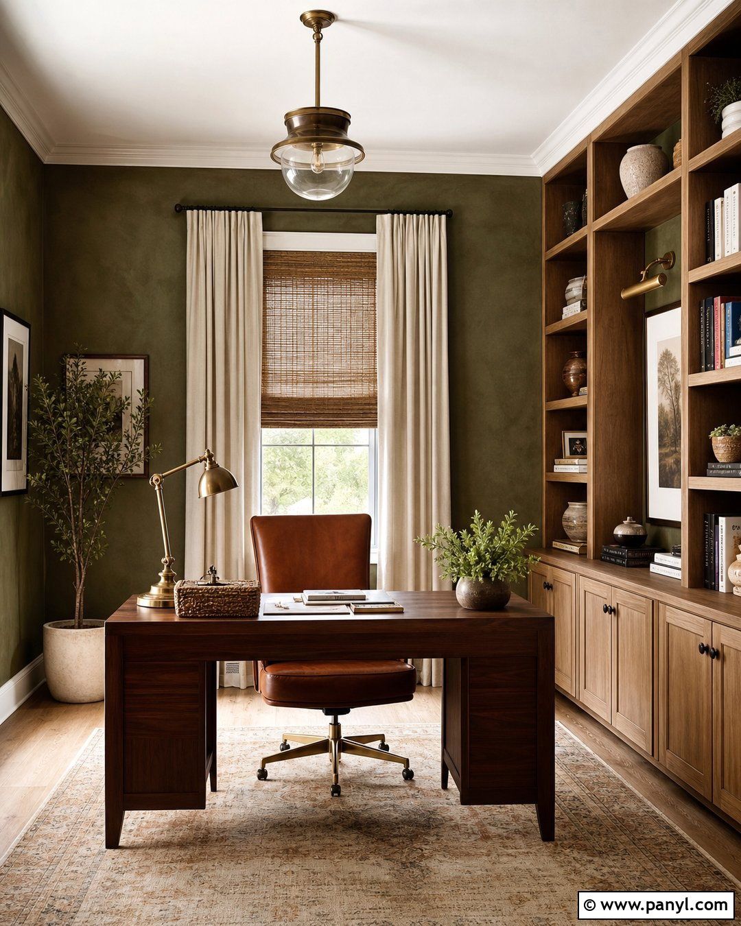 Olive Limewash And Cognac Leather - 25 Limewash Color Combinations