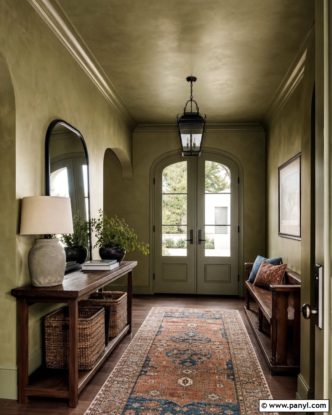 Olive Limewash Entryway - 25 Limewash Walls And Ceiling Ideas