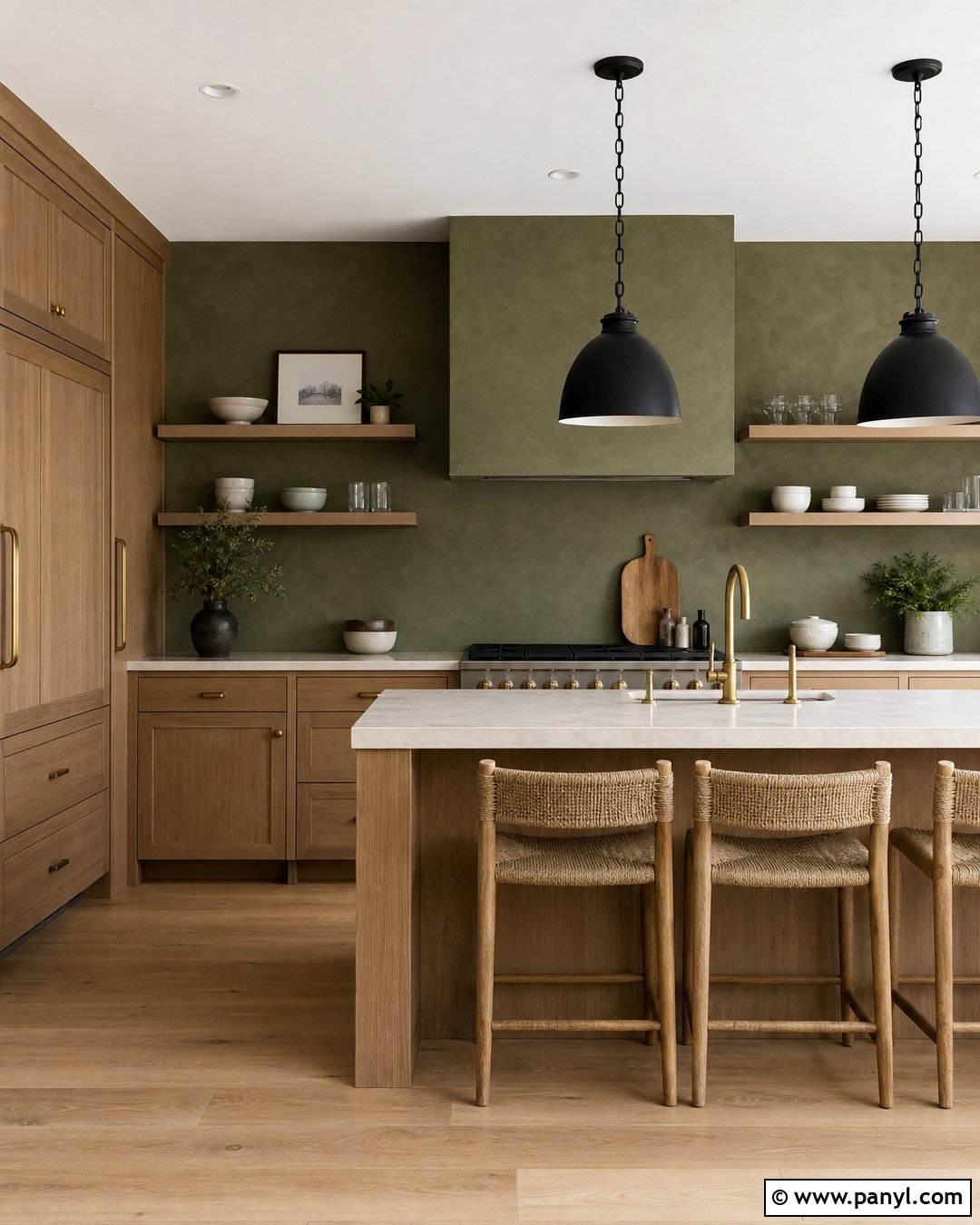 Olive Limewash Kitchen - 35 Line Wash Walls