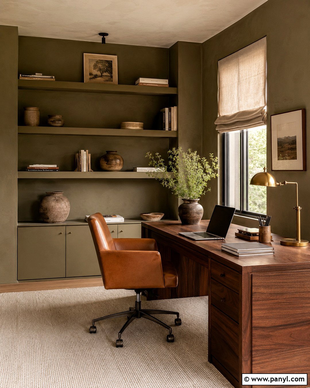 Olive Roman Clay Home Office - 20 Roman Clay Paint Walls