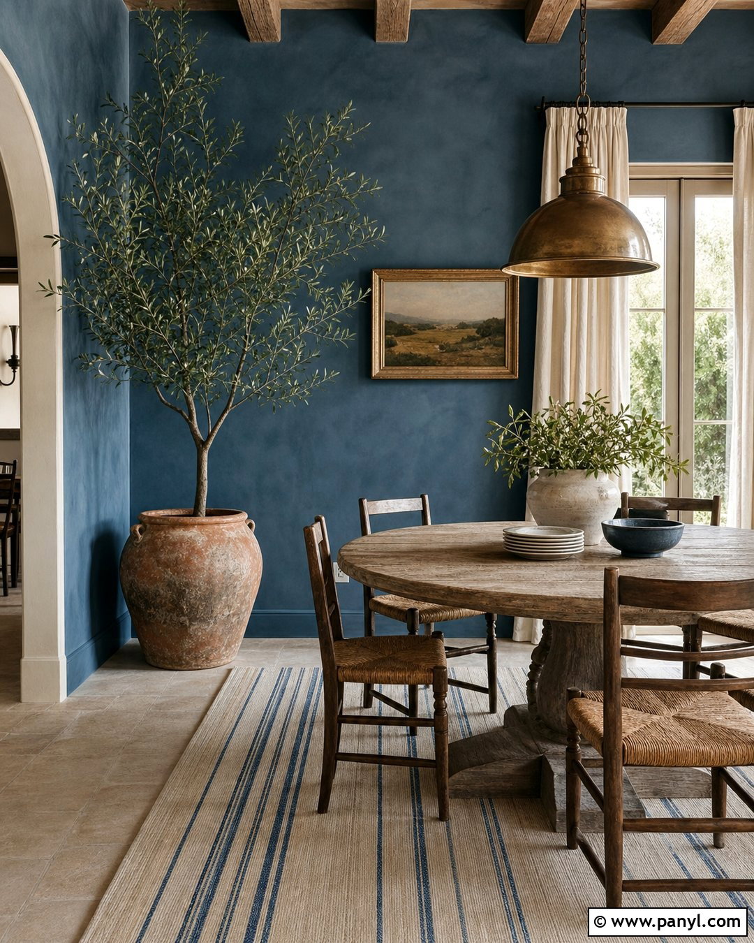 Olive Tree Against French Blue Wall - 20 Green Plant Against Blue Wall Ideas