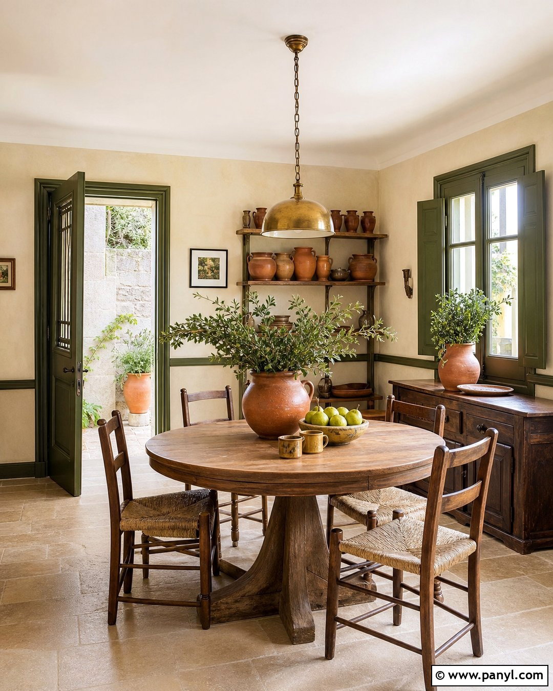 Olive Trim With Limestone Walls - 45 darker trim lighter walls