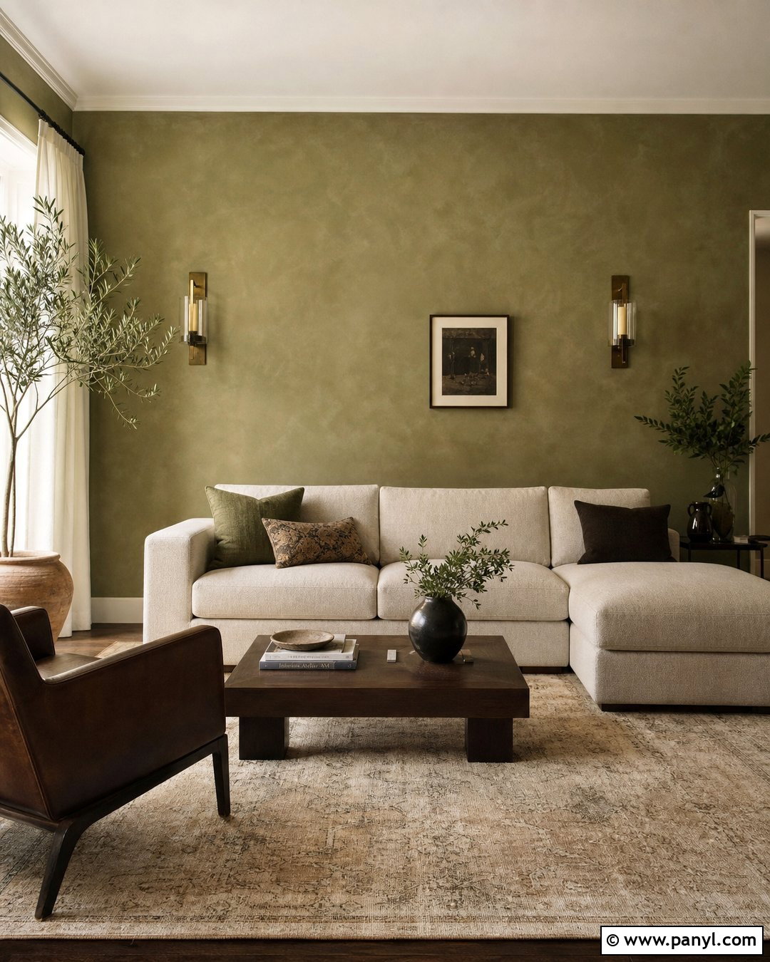 Olive Venetian Plaster Living Room Wall - 35 royal paint wall design for living room ideas