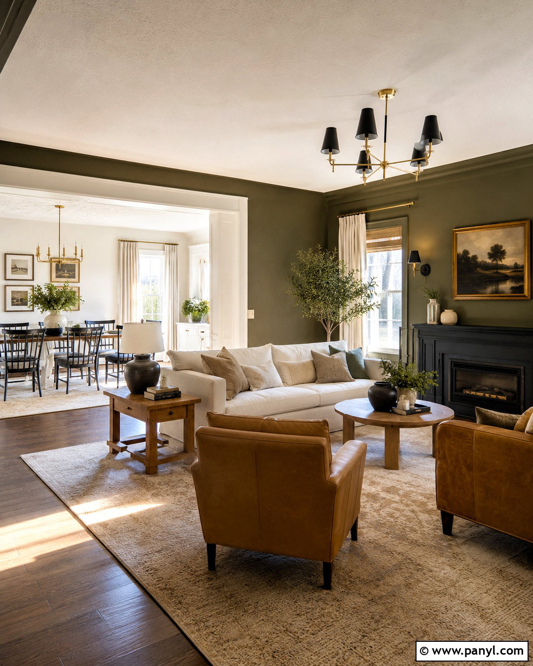 Olive Walls In An Open Plan Living Room - 20 olive walls living room ideas